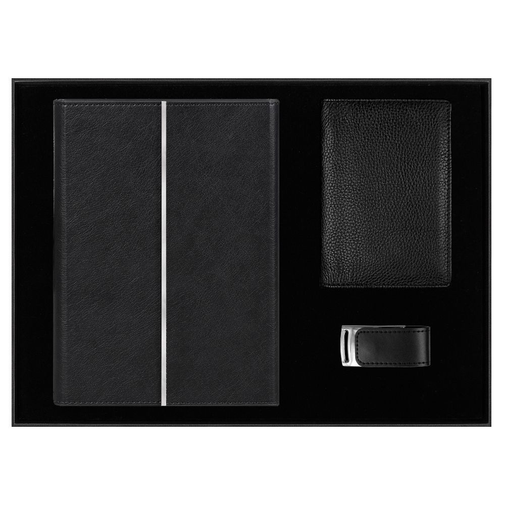 Набор подарочный Solution Prestige Trio (Ежедневник в суперобложке Country Galaxy Mocco, обложка для автодокументов Leather Sun, Флеш накопитель Shine