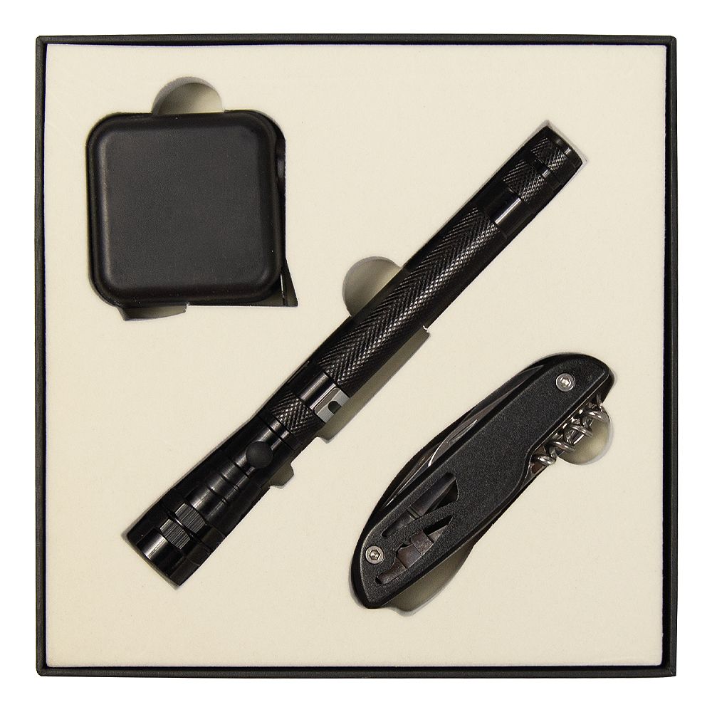 Набор подарочный Solution Superior Trio (Фонарь телескопический Tools Flashlight, рулетка Tools Master, 3 метра, нож складной многофункциональный Tools Driver