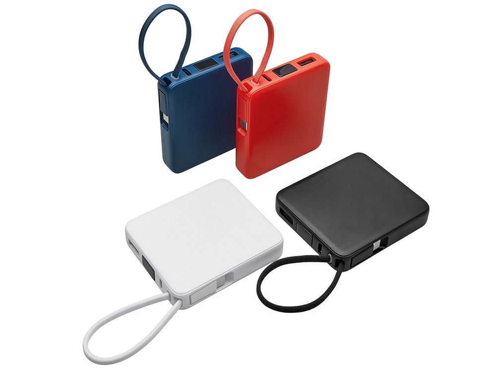 Внешний аккумулятор со встроенным кабелем USB-C «Дэнси», 5000 мАч, черный