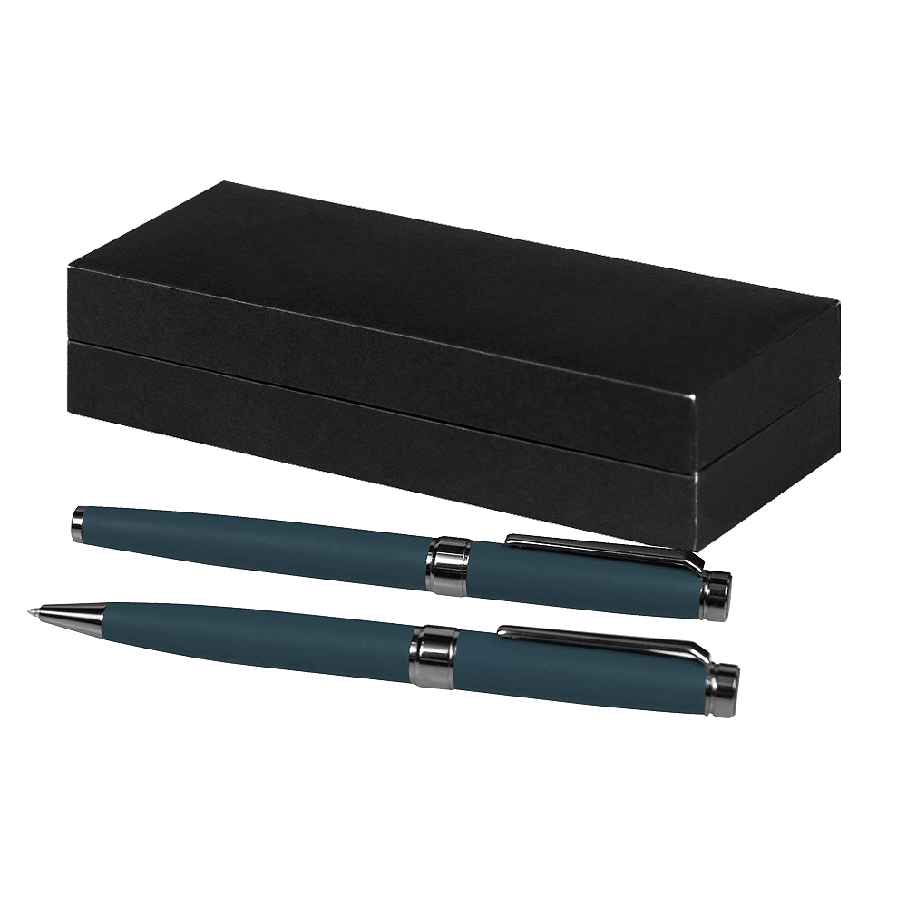 Набор ручек Diplomat Solution, черный (ручка шариковая, роллер) в подарочной коробке Сagliari, синий