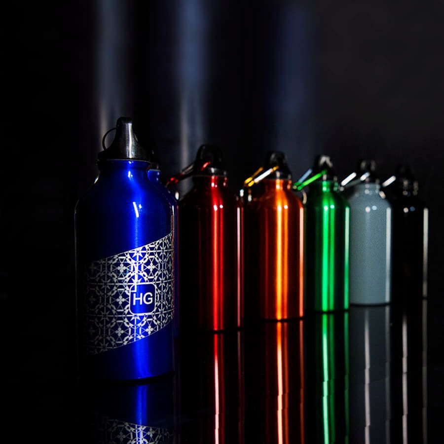 Бутылка для воды "Mento-1", алюминиевая, с карабином, 400 мл., зеленый