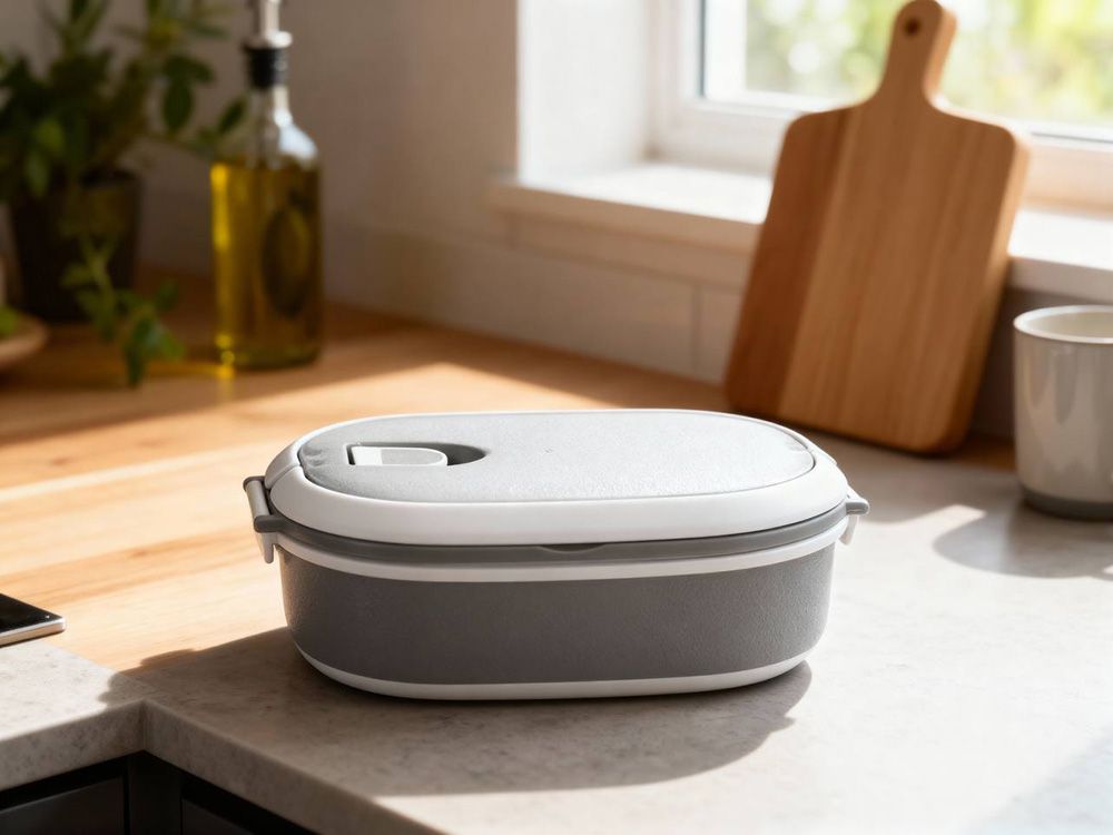 Ланч-бокс Hotty 750 мл для микроволновой печи, серый/белый