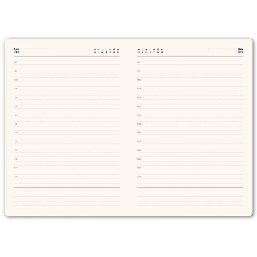 Ежедневник недатированный Stellar, А5, белый, кремовый блок, с зеленым обрезом