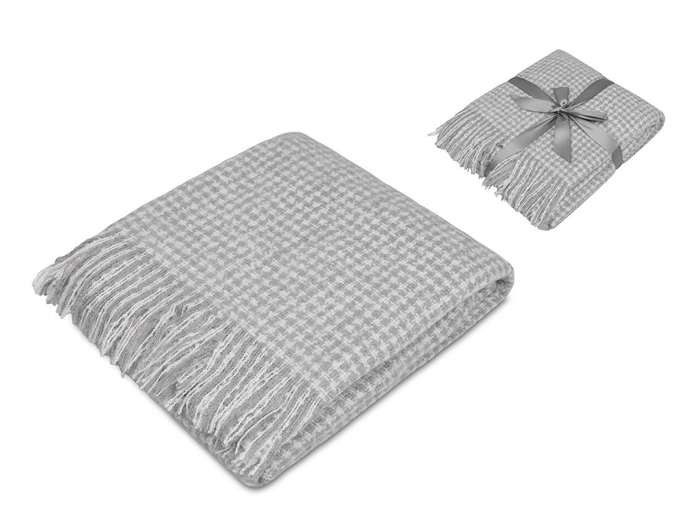 Акриловый плед Harp 130x180 см, белый/холодный серый