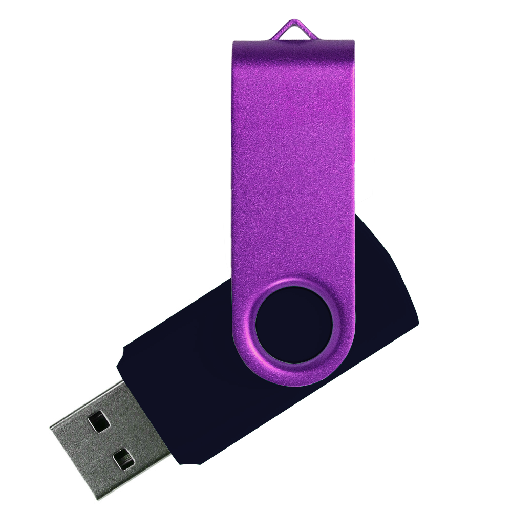 Флеш накопитель USB 2.0 Twister 16GB, пластик Софт Тач/металл, черный/фиолетовый