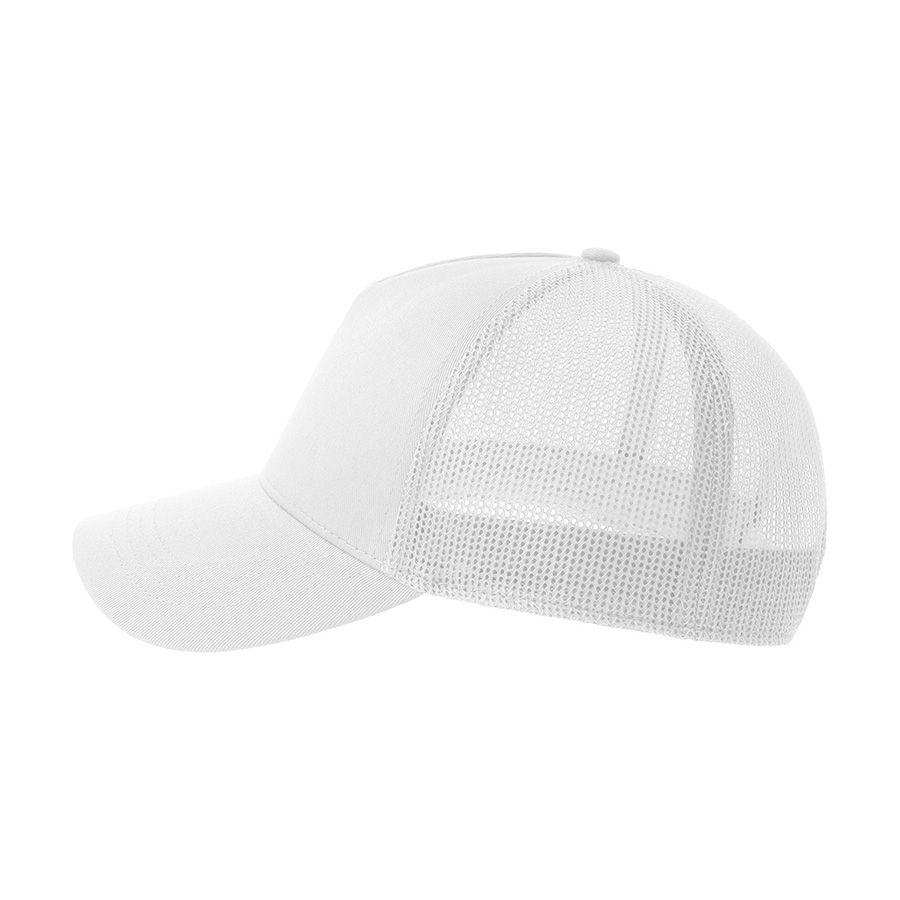 Бейсболка RAPPER COTTON-S, пластиковая застёжка, 5 клиньев, белый, 100% хлопок, сетка - 100% переработанный полиэстер, 280 г/м2