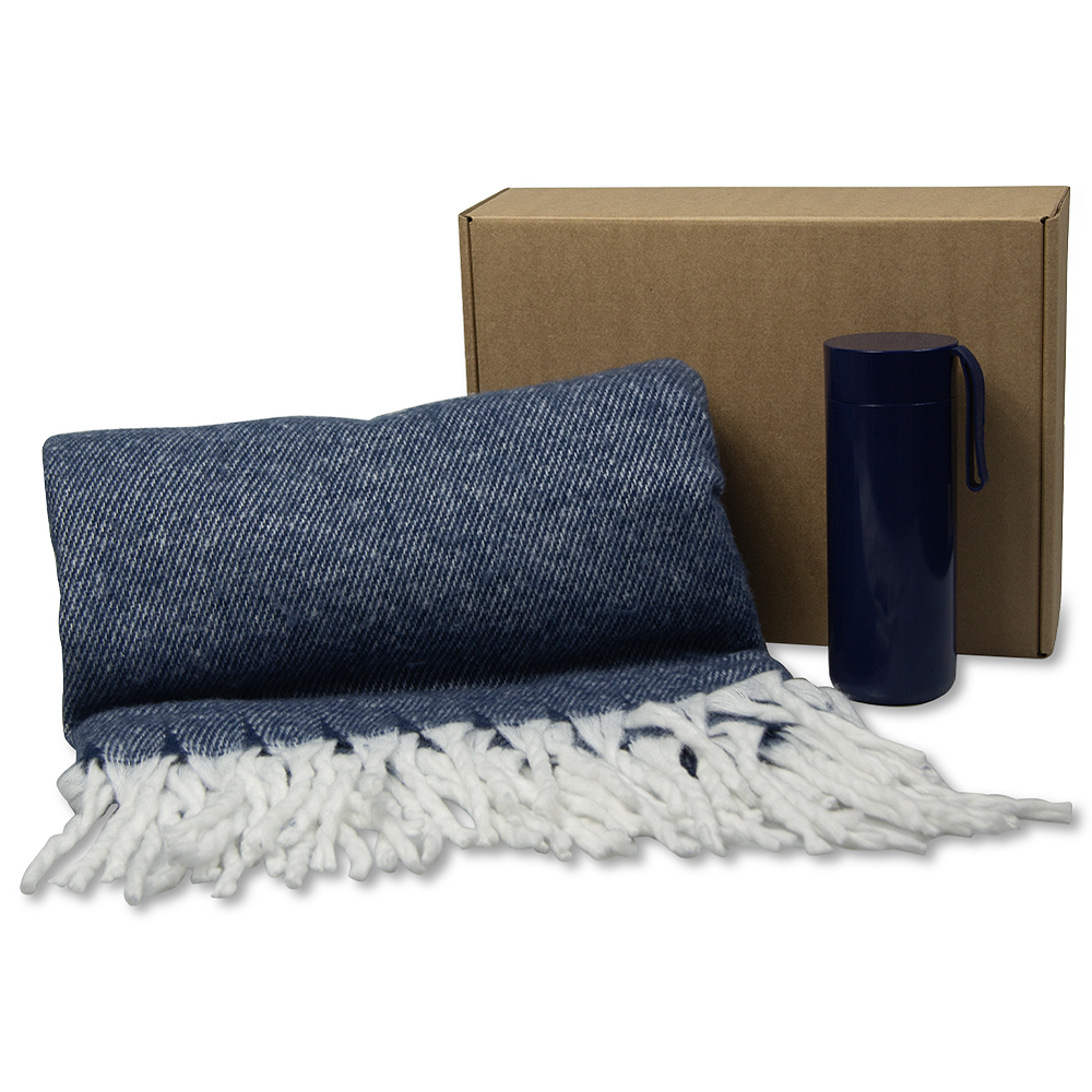 Набор подарочный Solution Duo (плед Super Soft Nature, термокружка "Бастион"), синий Набор подарочный Solution Duo (плед Super Soft Nature, термокружка "Бастион"), синий