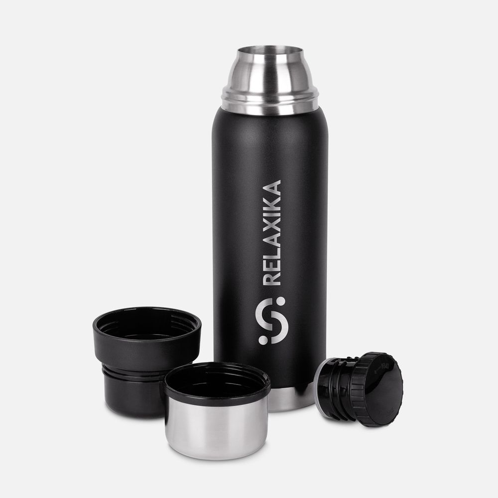 Термос Relaxika 750 со стикерпаком, черный Термос Relaxika 750 со стикерпаком, черный
