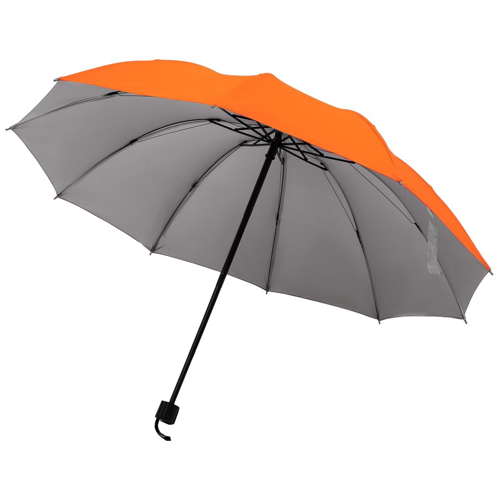 Зонт наоборот складной Stardome, оранжевый с серебристым Зонт наоборот складной Stardome, оранжевый с серебристым