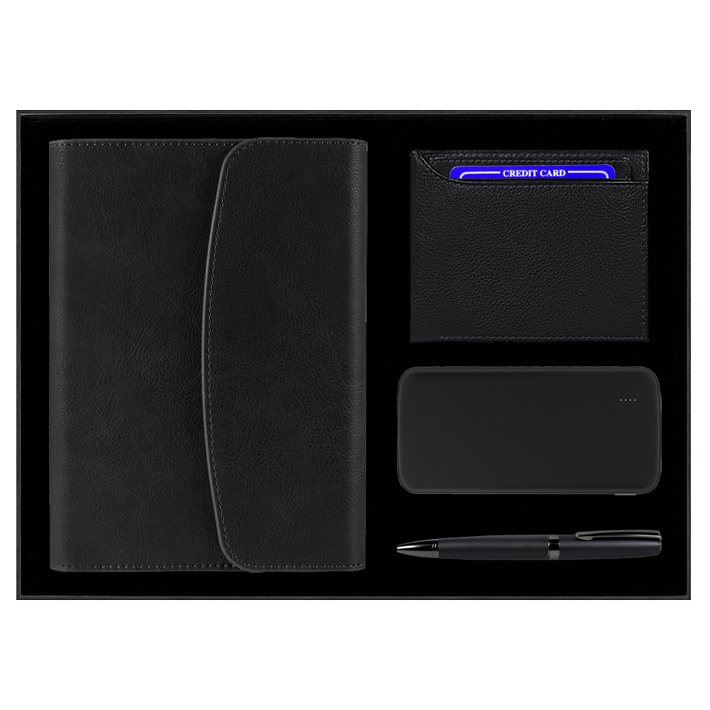 Набор подарочный Solution Prestige Quadro ( ежедневник в суперобложке, кошелек, внешний аккумулятор, ручка)