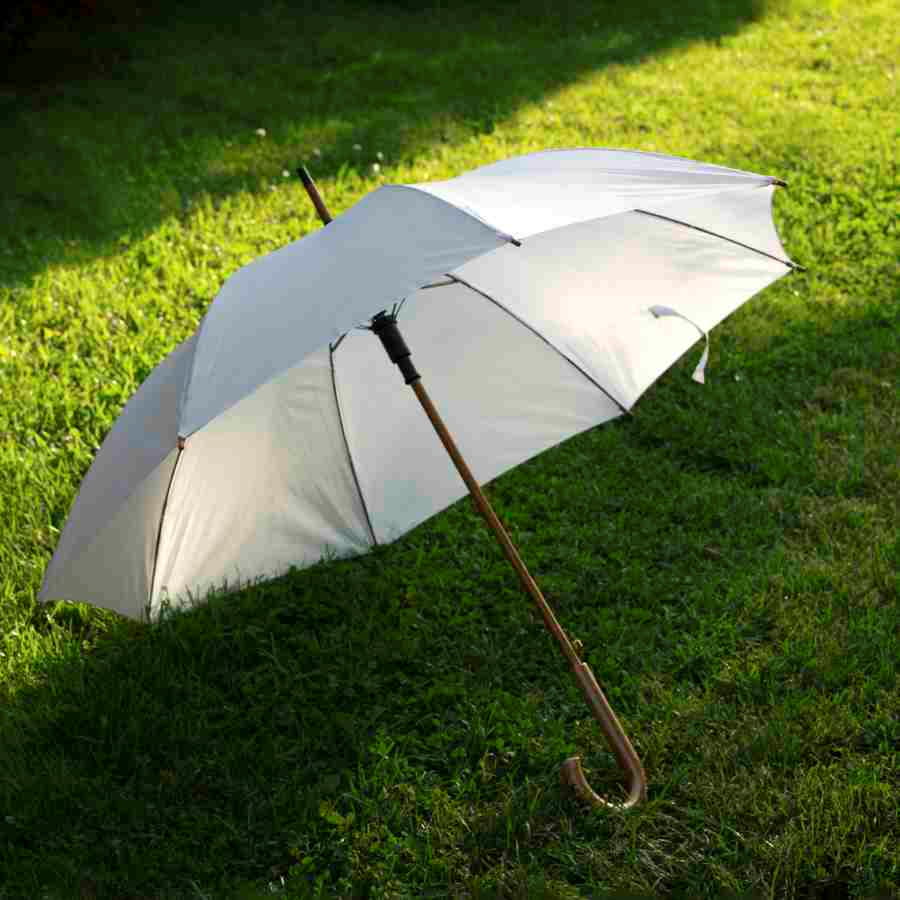 Зонт-трость механический, деревянная ручка, нейлон, D=105, белый Зонт-трость механический, деревянная ручка, нейлон, D=105, белый