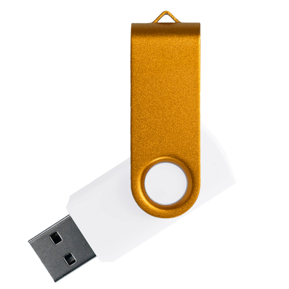 Флеш накопитель USB 2.0 Twister Сolor Mix 16GB, пластик Софт Тач/металл, белый/золотистый