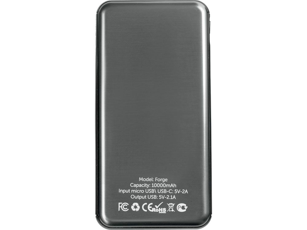 Внешний аккумулятор «Forge» v.2, металл, 10000mah, серый