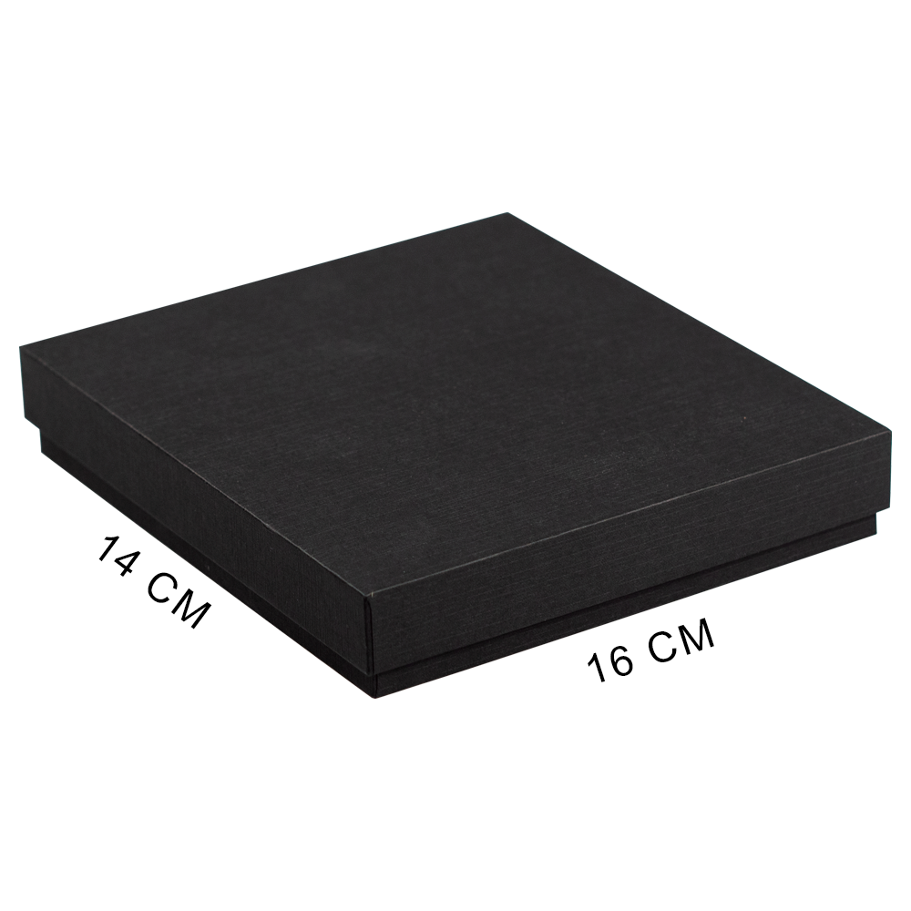 Коробка подарочная, размер 16*14*2 см, Solution Superior Linen, черная, бежевый ложемент под индивидуальную вырубку