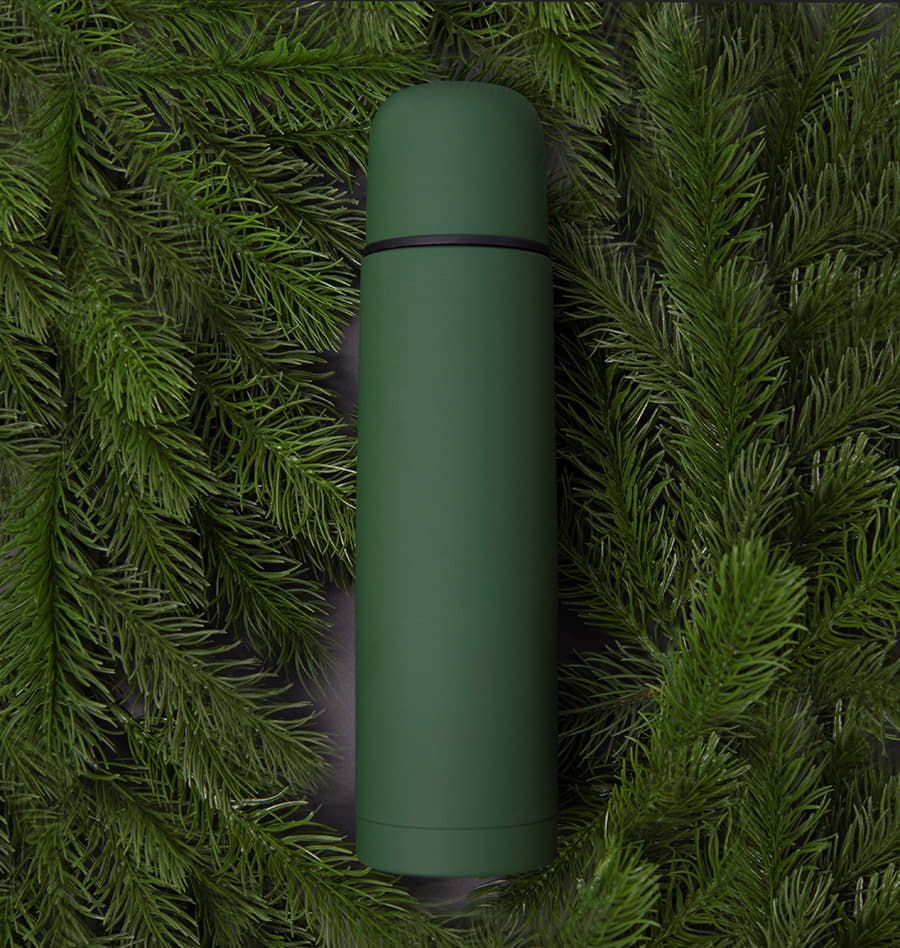 Термос SOFT, 500 мл; зеленый; нержавеющая сталь с прорезиненным покрытием