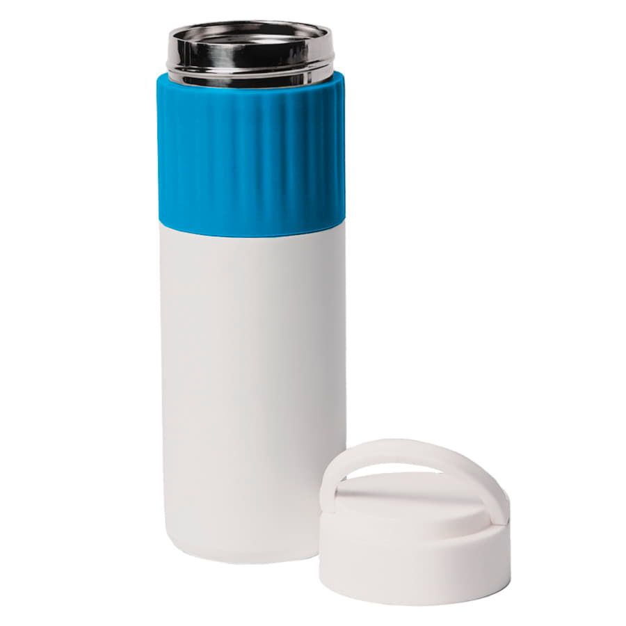 Термос TURBO, 500 мл; белый с голубым, нержавеющая сталь