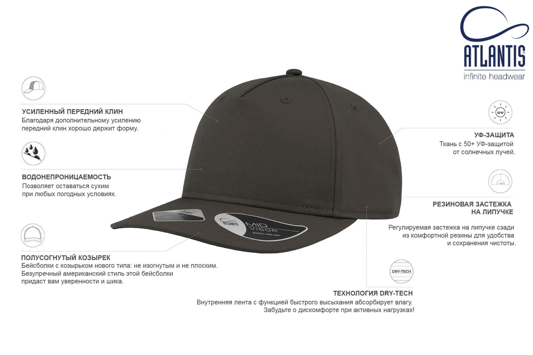 Бейсболка "RAY", 5 клиньев, застежка на липучке, красный, 100 % полиэстер, 193 г/м2