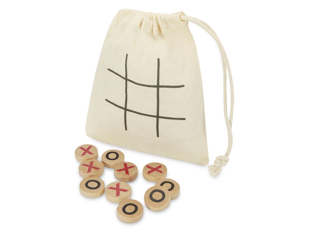 Деревянная игра в крестики-нолики в мешочке "Whorl" - Натуральный