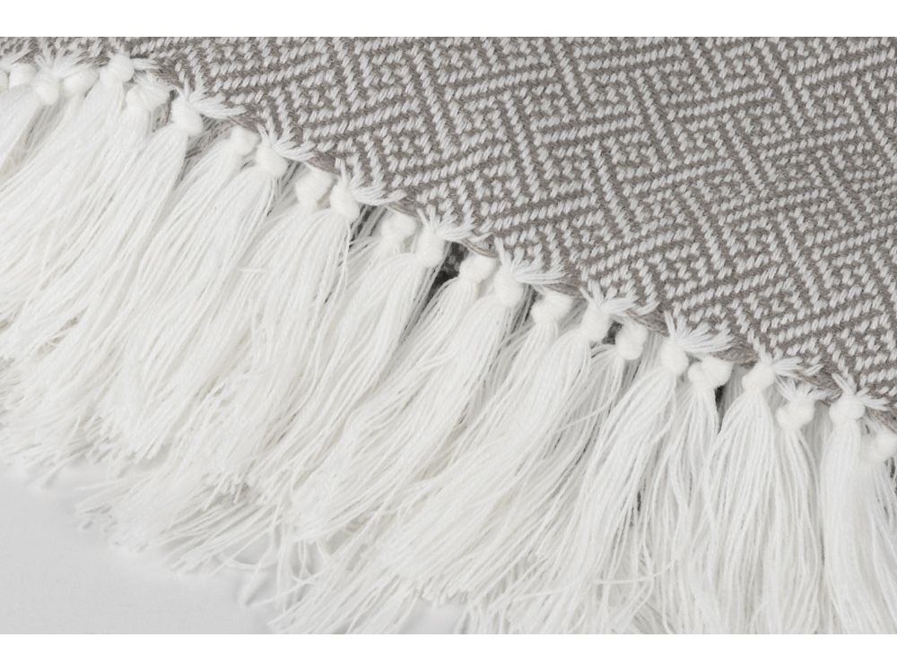 Плед акриловый с белой бахромой «Tassel»