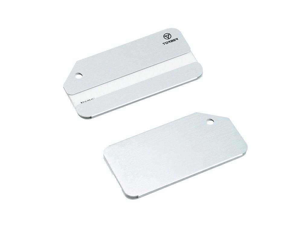 Бирка для багажа TORBER, серебристый, 8,0 х 4,0 см, алюминиевый сплав