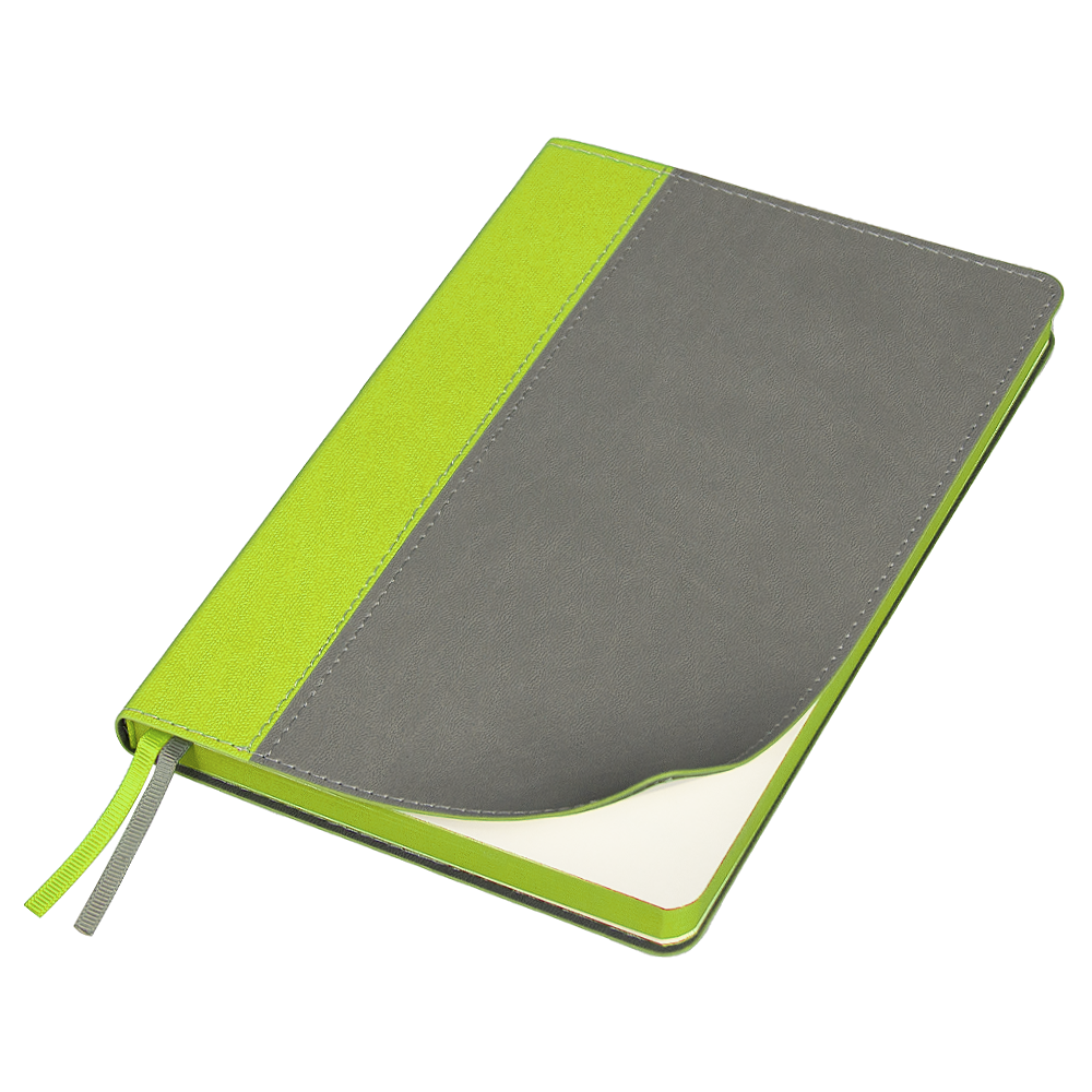 Ежедневник Flexy Viva Latte Sand Color A5, серый с салатовым, недатированный, в гибкой обложке