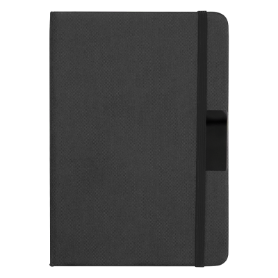 Блокнот А5 Hobard, в твердой обложке c резинкой в линейку, черный