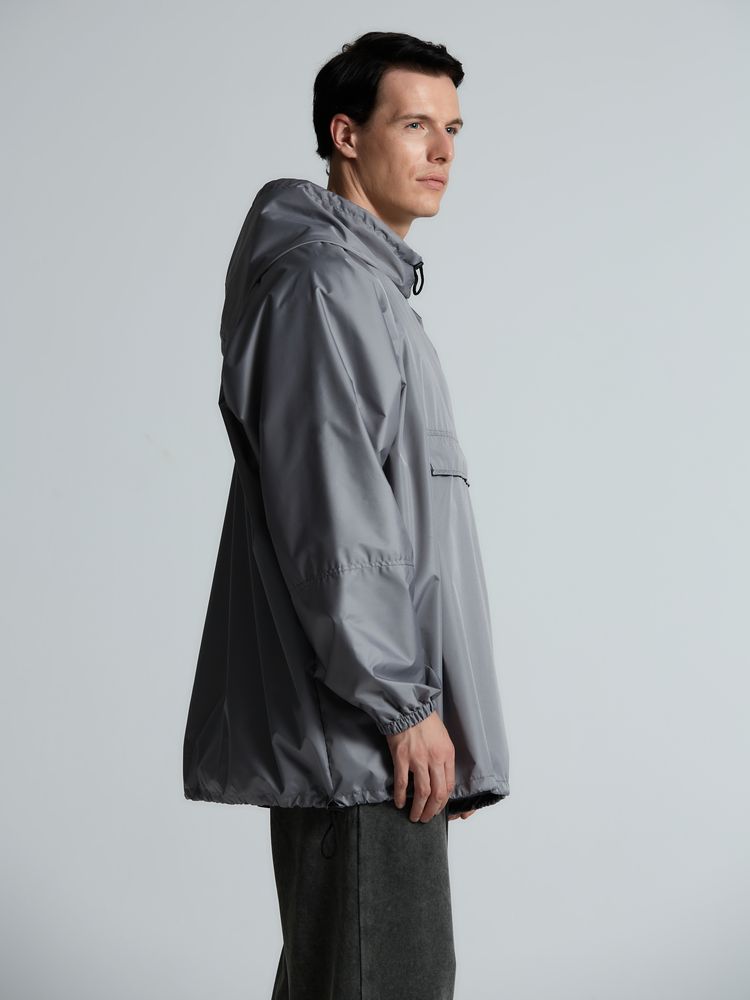 Дождевик-анорак Hard Work, укороченный, серый, единый размер Дождевик-анорак Hard Work, укороченный, серый, единый размер