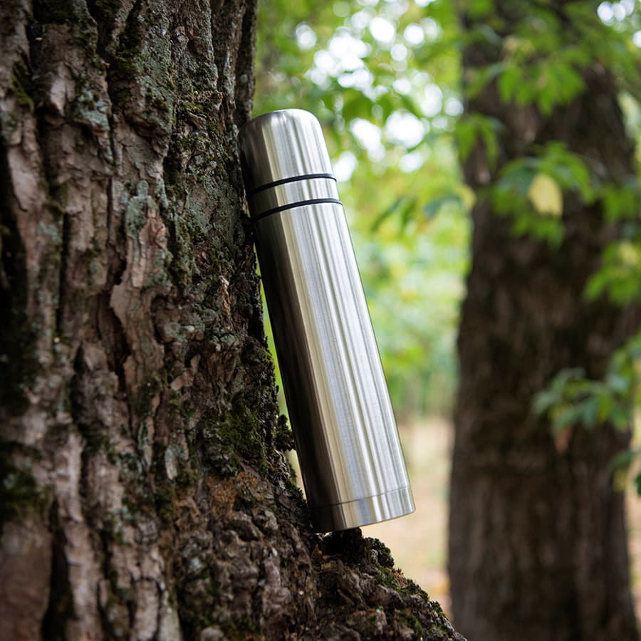 Термос с двумя кружками; D=8 см; H=34,2 см; 1000 мл; металл