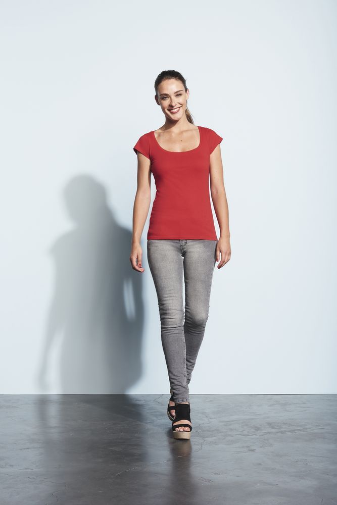 Футболка женская с глубоким вырезом MELROSE 150 белая, размер S 