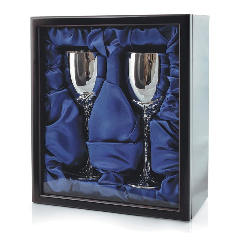 Бокалы для вина; 23,5х12х27,5см; D=7,3см, H=19 см; посеребренный металл