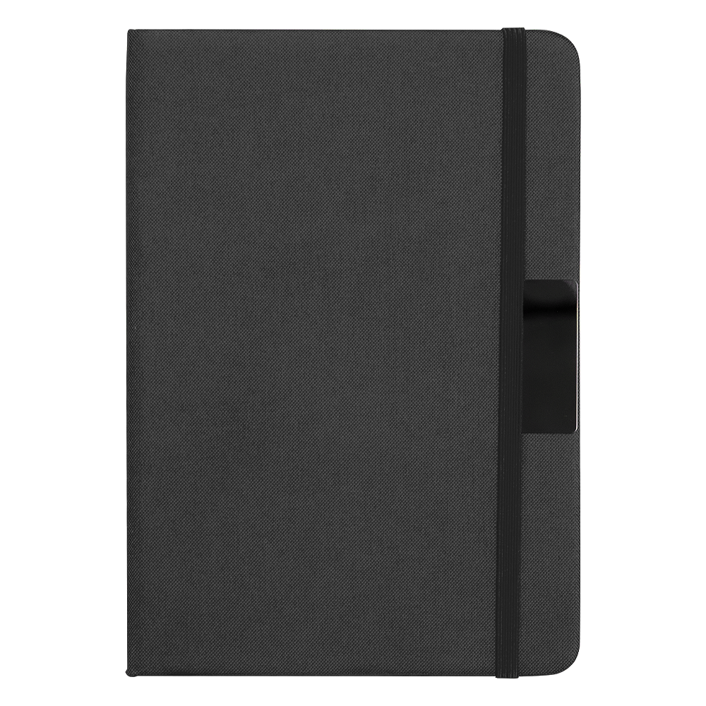 Блокнот А5 Hobard, в твердой обложке c резинкой в линейку, черный