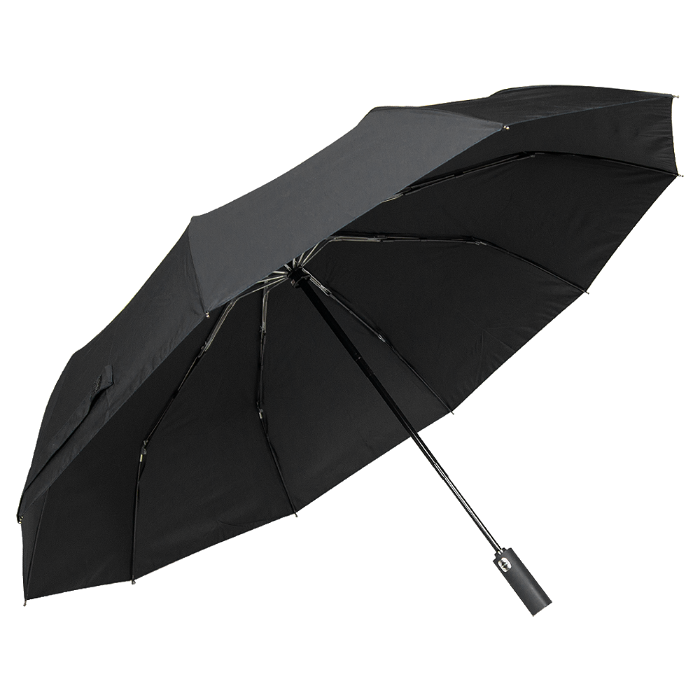 Зонт складной автоматический Forest Cardiff  Safeclosing, диаметр 130 см, 10 панелей, с плавным закрытием, в подарочной коробке,  черный