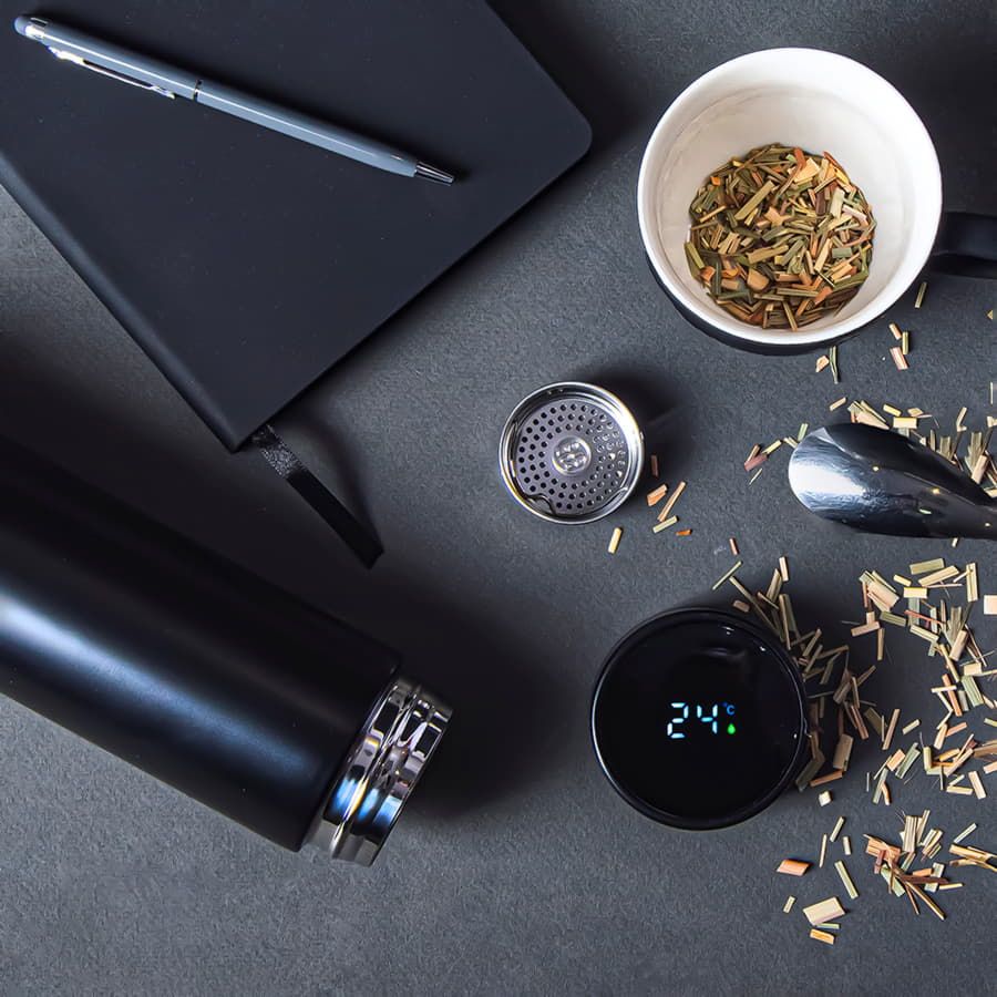 Термос THERMO с ситечком и индикатором температуры, 500 мл