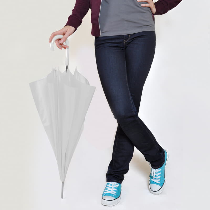 Зонт-трость с пластиковой ручкой, механический; белый; D=103 см; 100% полиэстер 190T Зонт-трость с пластиковой ручкой, механический; белый; D=103 см; 100% полиэстер 190T