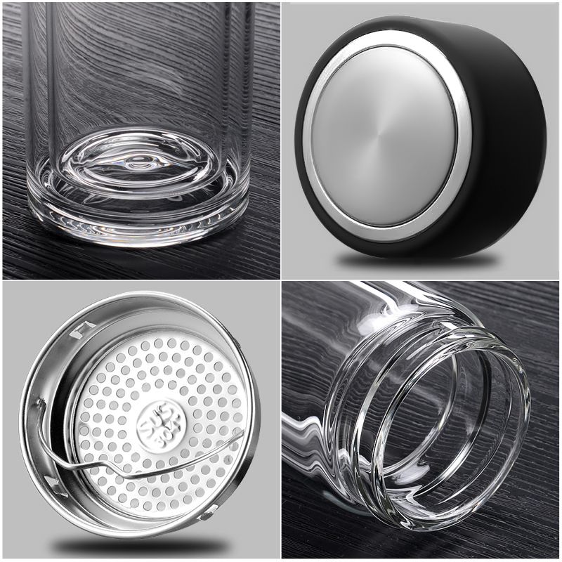 Термос стеклянный с инфьюзером Steelite, чёрный