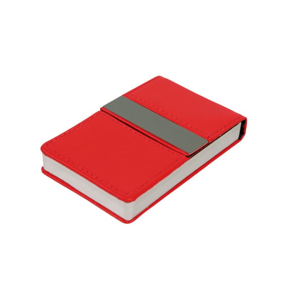 Визитница  "Меридиан"; красный; 9,5х6,4х1,6 см; иск. кожа, металл