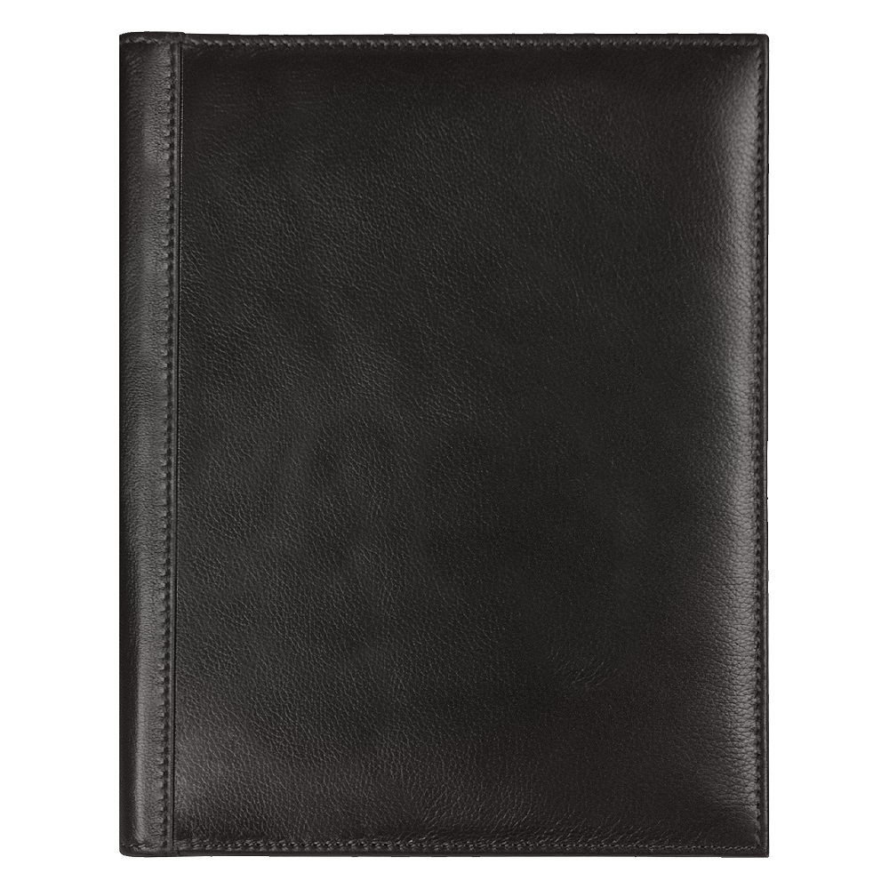 Суперобложка из натуральной кожи Universal leather размер А5+ , черная,  с блокнотом