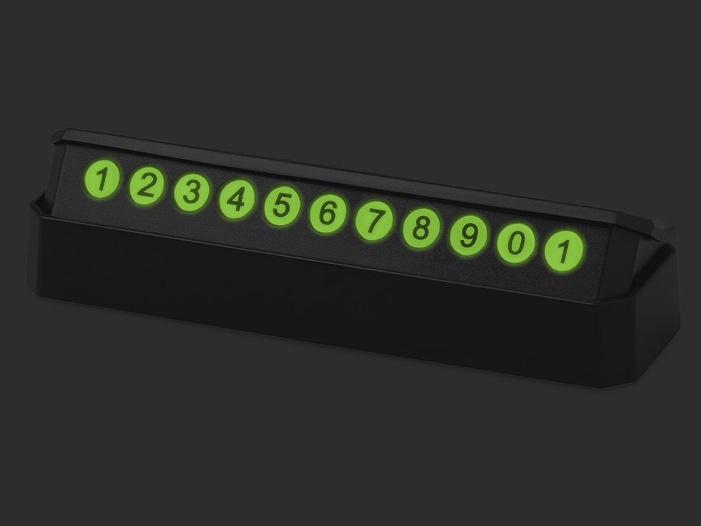 Табличка «Tempark» с номером телефона для временной парковки с подсветкой, черный