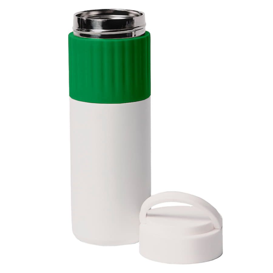 Термос TURBO, 500 мл; белый с зеленым, нержавеющая сталь