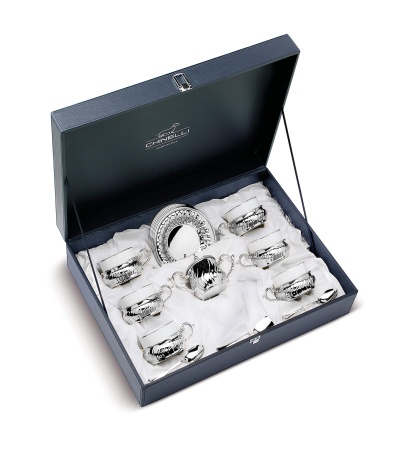 Чайный сервиз LUSSO  TORCIGLIONE в подарочной упаковке серебро