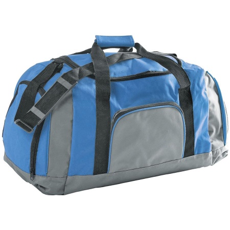 Сумка дорожная; серый с голубым; 60х34х28 см; полиэстер