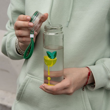 Бутылка для воды HELUX, 420 мл, стекло, прозрачный, красный
