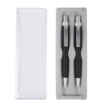 SUMO SET, набор в футляре: ручка шариковая и карандаш механический, черный/серебристый, металл/пластик